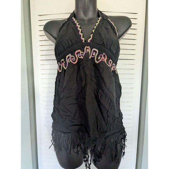 Vtg Rampage Halter Top M Fringe Fairy Grunge Boho Festival Y2K Baddie - Picture 2 of 7